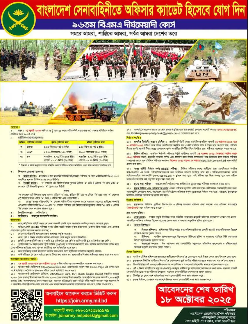 96th BMA Long Course – Officer Cadet Recruitment