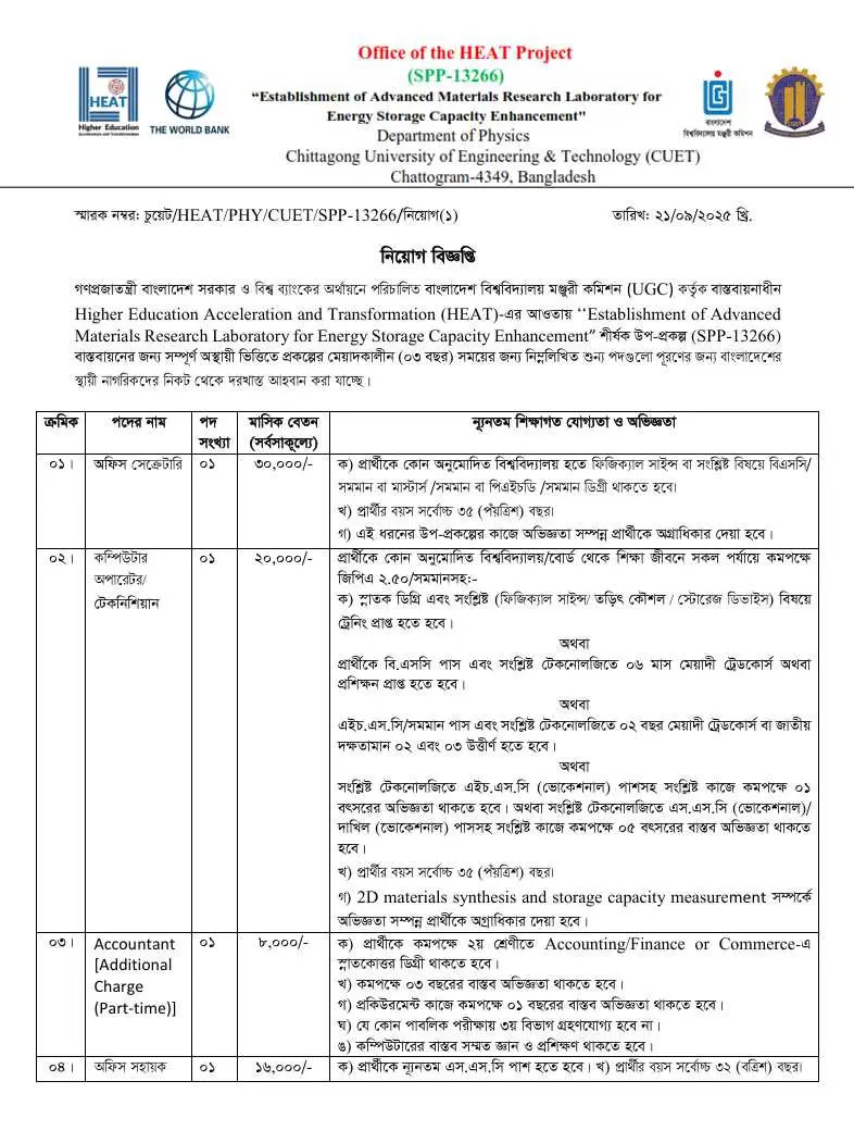 CUET Job Circular Image 2025