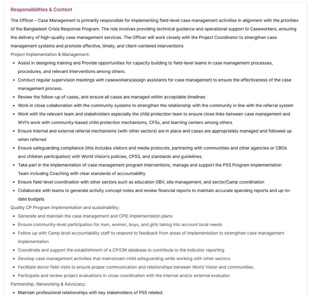World Vision Bangladesh Job Circular 2025 Image