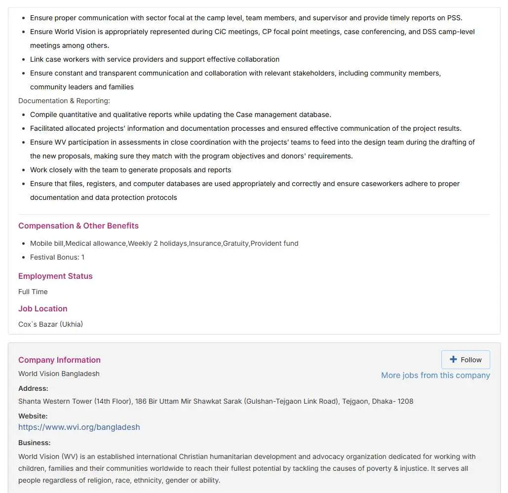 World Vision Bangladesh Job Circular photo