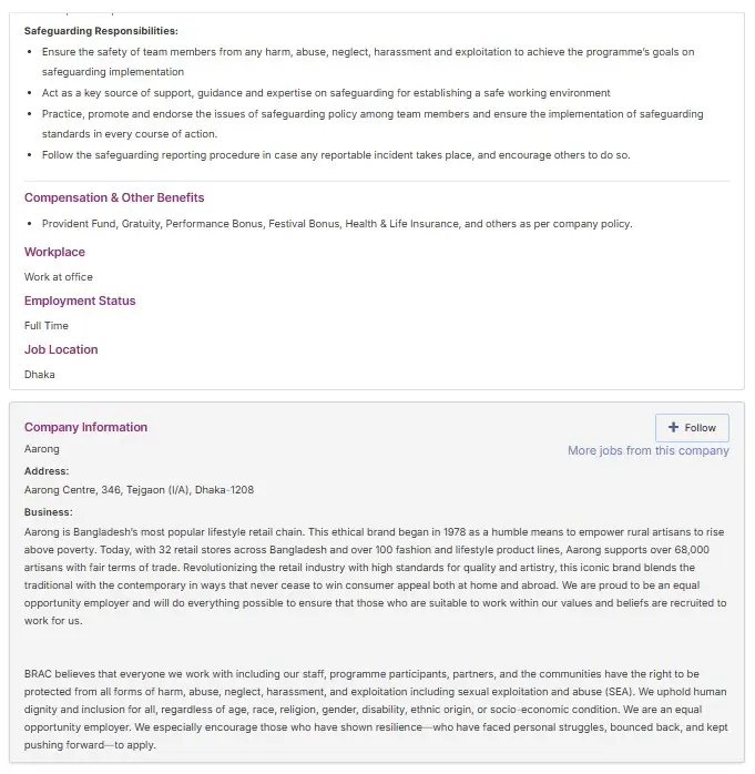 Aarong Job Circular Image