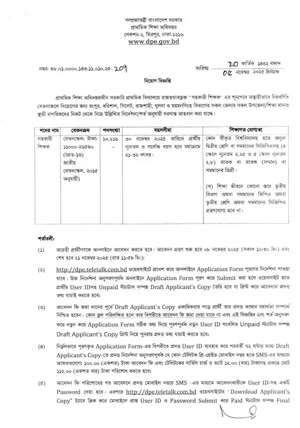 Primary Teacher Job Circular 2025 Image