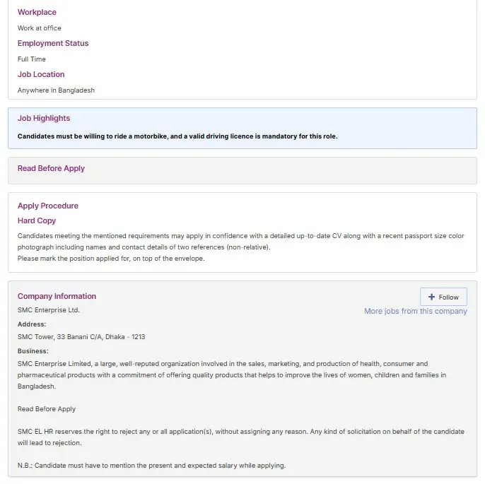 SMC Sales Officer Job Image